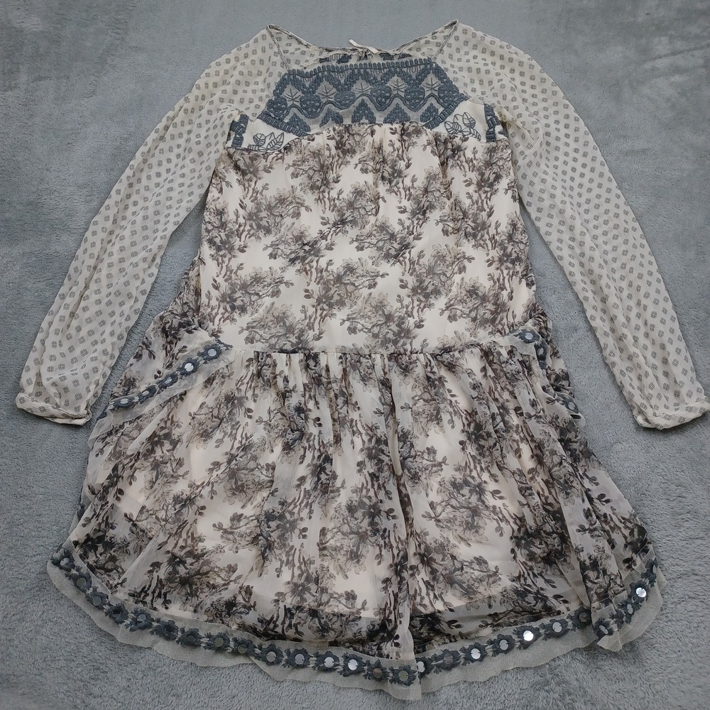 Free People Dress Womens XS Elise Floral Embroidered Preppy Boho